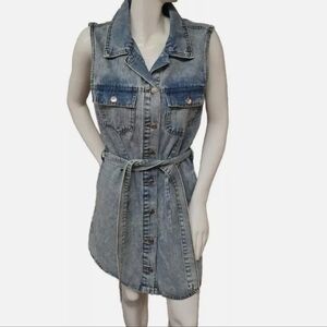 Vintage Cisono Denim Collection Sleeveless Button Up Dress